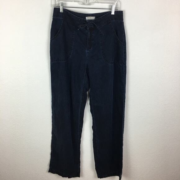 Coldwater Creek Navy  Chambray Straight Leg Tencel  Pants  10 - Picture 1 of 7